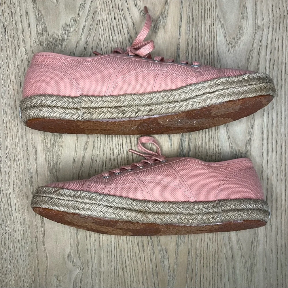 Superga Women's Espadrille Sneakers Coral Pink Lace Up Size 39.5 / US 8.5